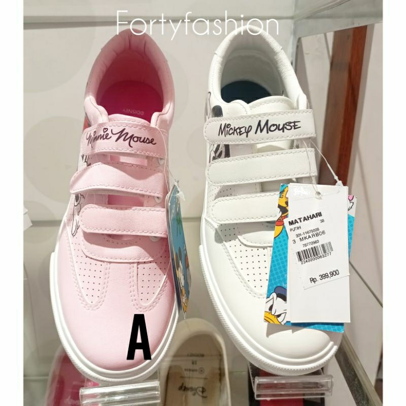 ORIGINAL NEVADA DISNEY Sepatu Sneakers Tali Pink Putih Sporty Kasual Wanita Brand Matahari New