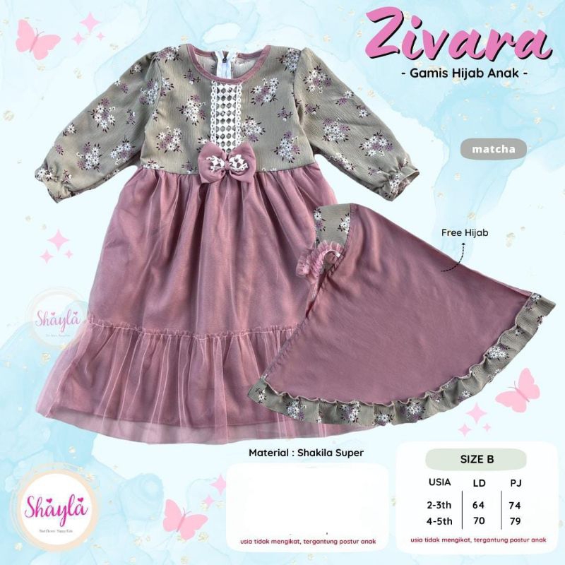 SETELAN GAMIS HIJAB ANAK CEWEK SYARI BAHAN SHAKILA SUPER ZIVARA ORI SHAYLA