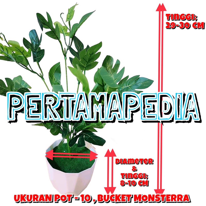 Pot Meja - Buket Monstera Plastik/ Bunga Plastik/ Bunga Artificial/ Bunga Meja/ Bunga Hiasan Dinding