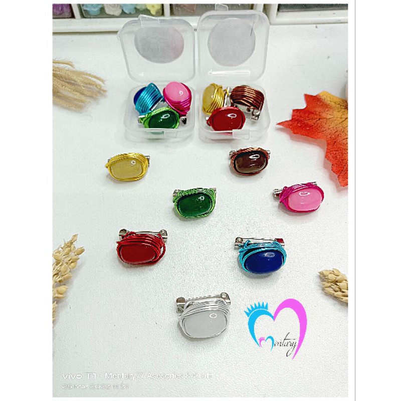 Bros Dagu Candy Oval Ikat Kawat Aluminium Bros Dagu Bros Imut Bros Kecil Peniti Grade A order 3 pcs free box