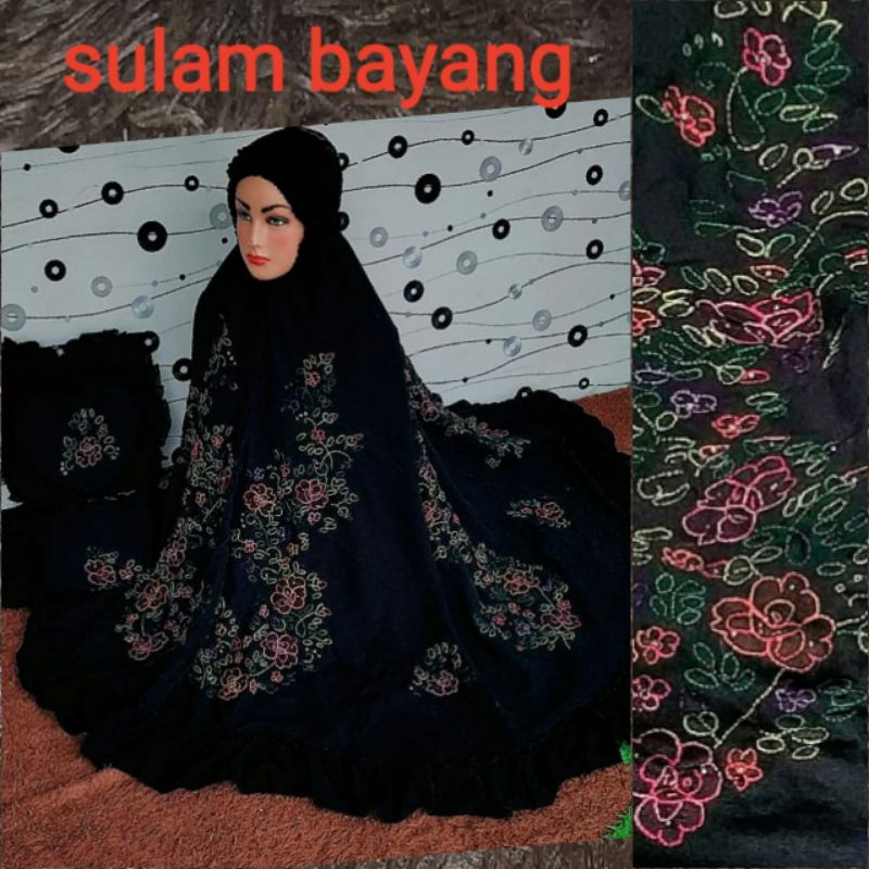 Mukena sulam bayang - warna hitam