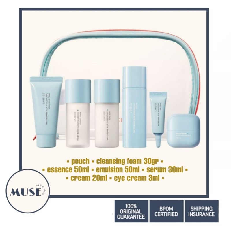 [ Get 6 pc + Pouch ] Laneige Water-Bank HA / Hyaluronic Travel Size / Travel Set / Trial Kit / GiftSet / Kado