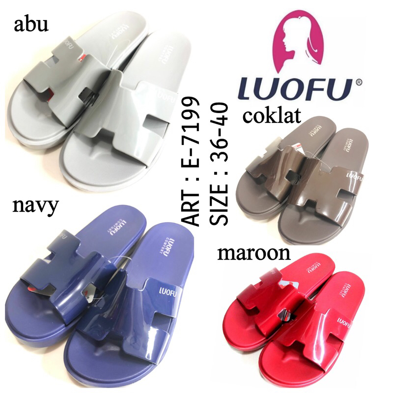 Sandal Selop Slip On Wanita Luofu 7199A Karet Anti Slip Ori