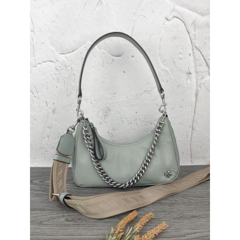 TB Mercer Nylon Small Shoulder Bag Blue Celadon