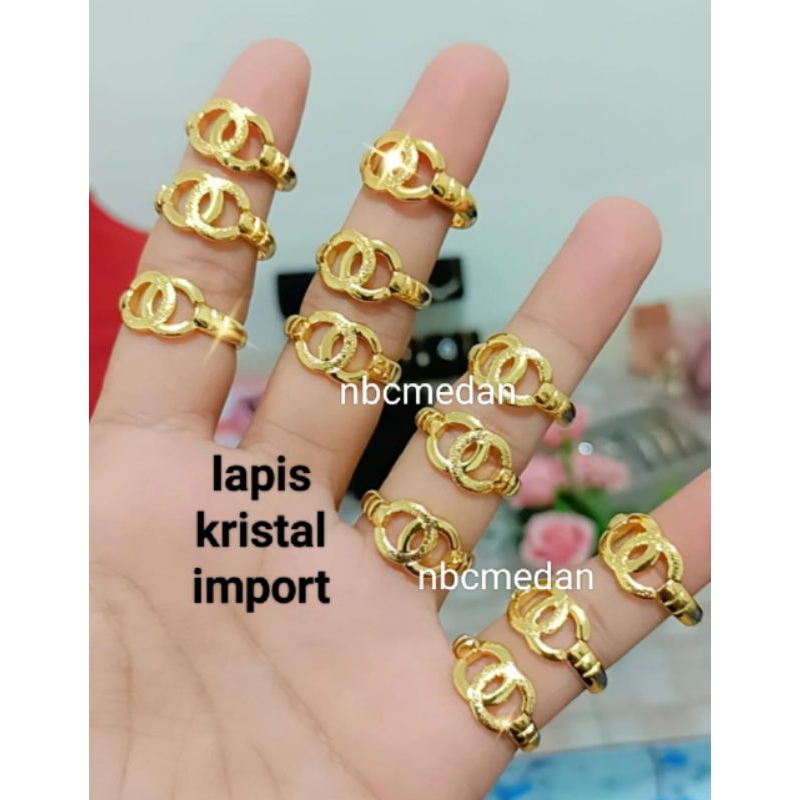 Cincin emas lapis kristal import (yaxiya sepuh emas)awet,tahan lama