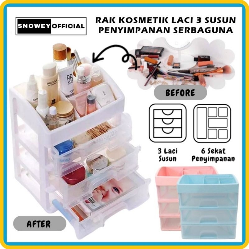MEDAN MURAH - RAK KOSMETIK LACI 3 SUSUN PLASTIK SERBAGUNA