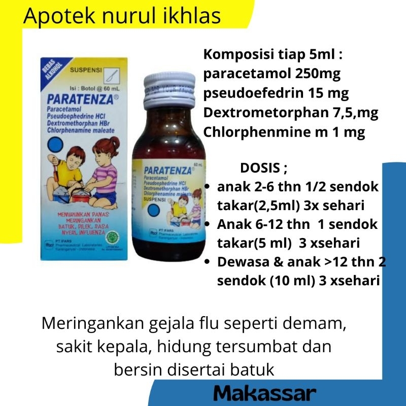 Paratenza sirup 60 ml obat batuk pilek anak