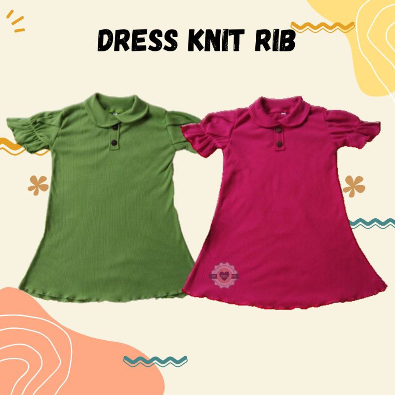 Dress Anak Perempuan Karina Ruffle Knit Tee Usia 1-6 Tahun Dress Blouse Anak Cewek Bahan Rib Knit Halus