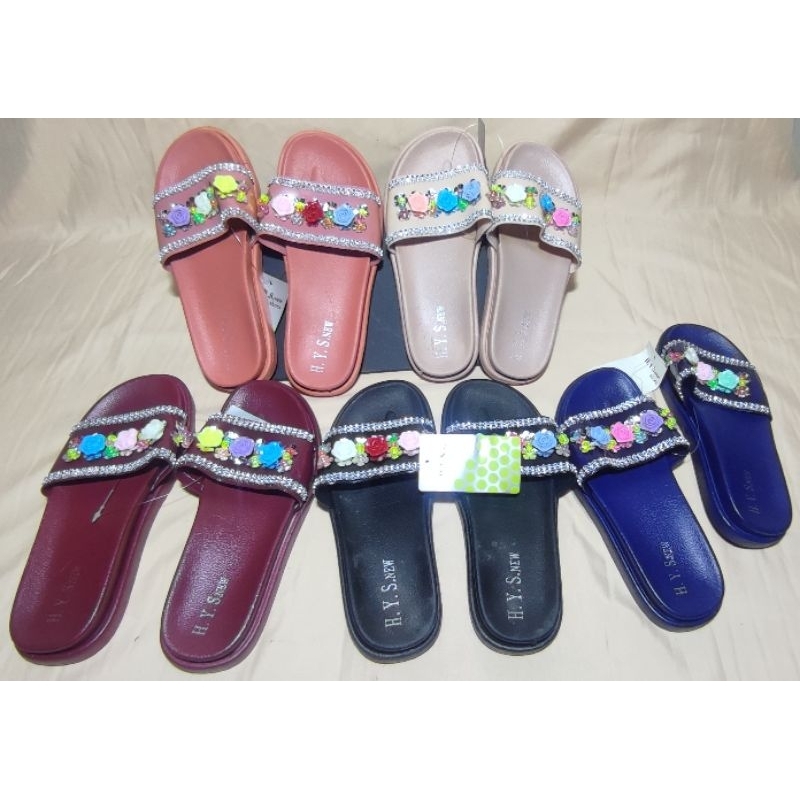 H.Y.S/sandal selop import/sandal wanita/sandal motif bunga