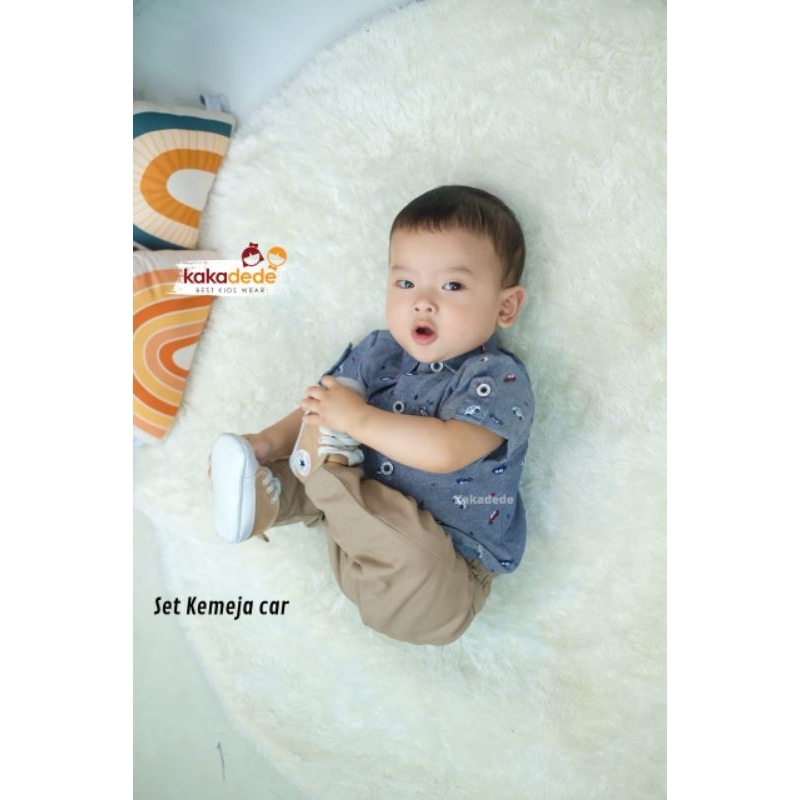 Ready ‼️ Set Kemeja Anak Motif Car by Kakadede bisa COD