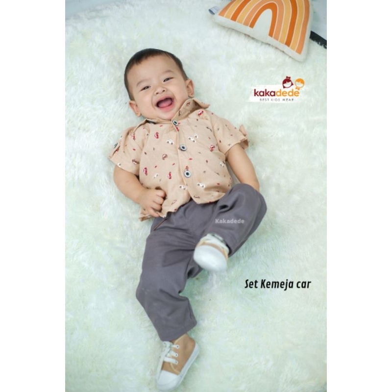 Ready ‼️ Set Kemeja Anak Motif Car by Kakadede bisa COD