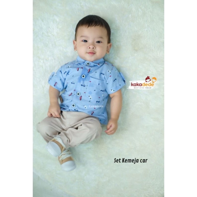 Ready ‼️ Set Kemeja Anak Motif Car by Kakadede bisa COD