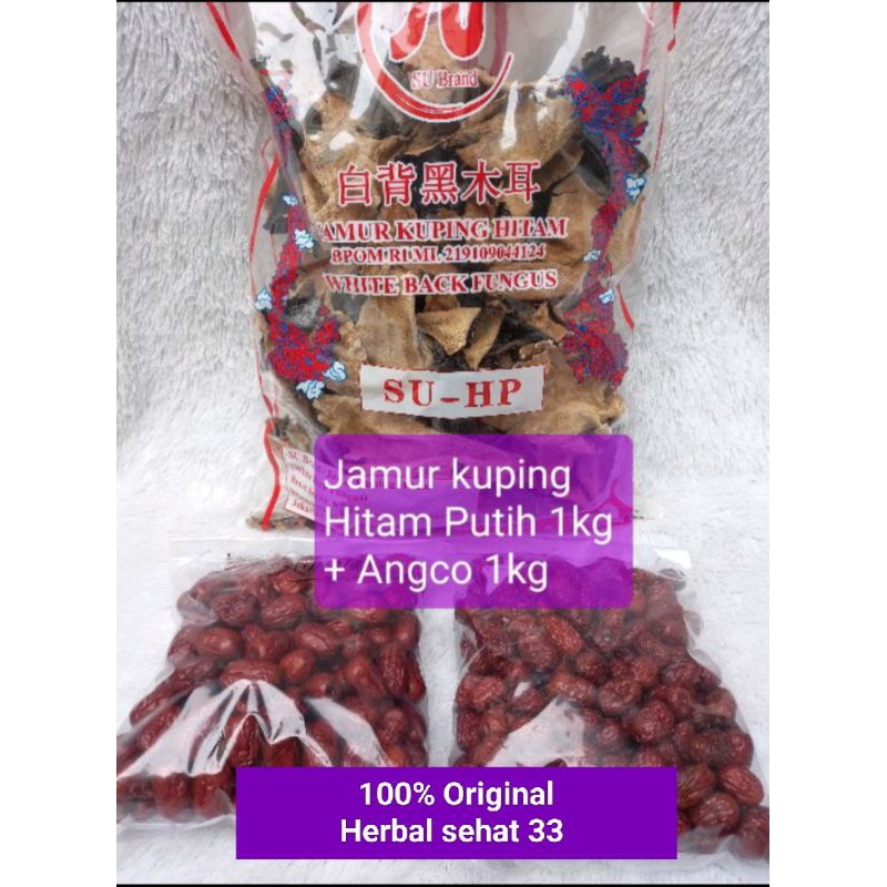 

jamur kuping hitam putih 1kg dan angco 1kg obat jantung koroner asli