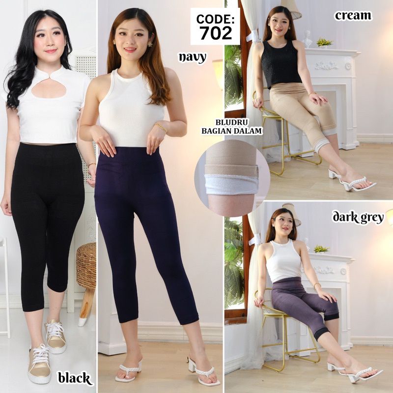 Leging Wanita Tebal 7per8 Leging Pendek Polos Tebal