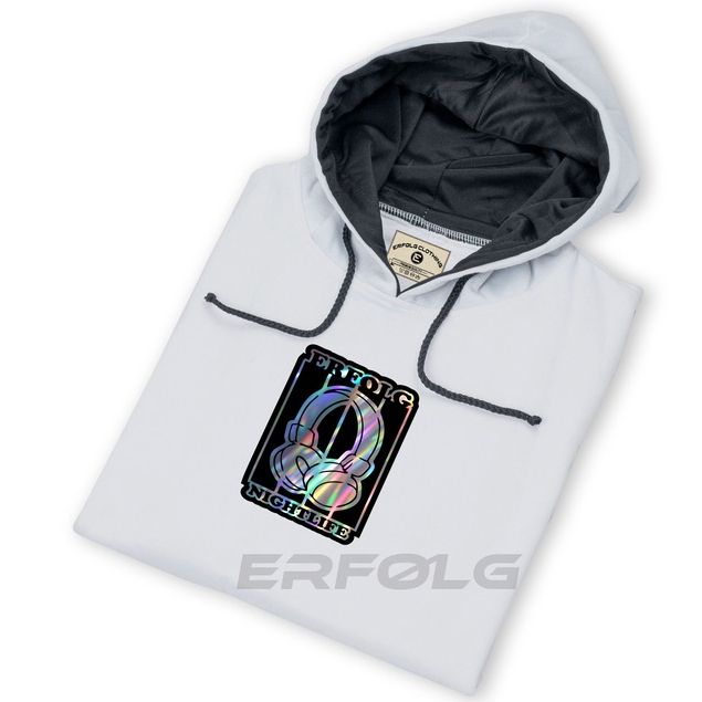 Erfolg Offiziell Jacker Hoodie Jumper Pullover Distro Original Basic Screen Printing Motif Foil Hologram Series M-XXL Unisex Pria Wanita Switer Hodie White Oblong Branded Aesthetic Lokal Bandung