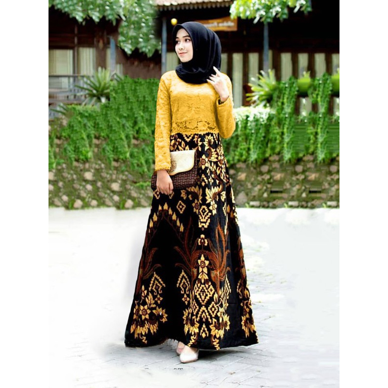 Geraldine  Gamis Pesta/Baju Muslim Wanita  Jumbo /Gamis Brukat Tile/Gamis Kondangan  Remaja Dewasa  Fashion Muslim Premium