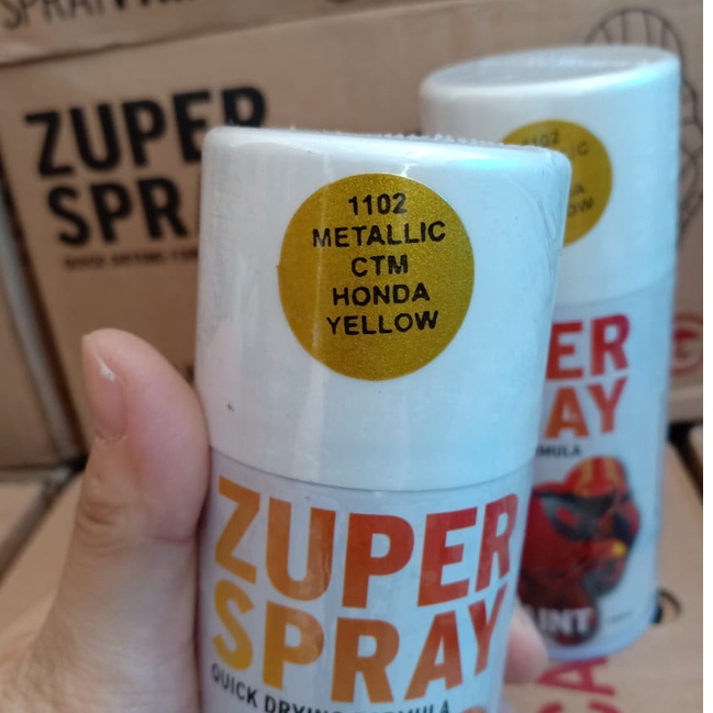 Pilok Pilox Zuper Spray Paint Warna 1102 Metallic Honda Yellow / Kuning Emas (150cc/150ml)