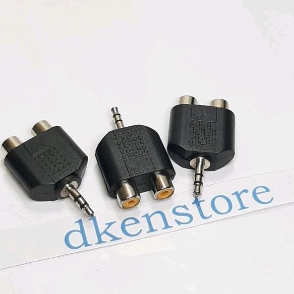 Jek Konverter 2Rca to Mini Stereo 3.5mm 2 RCA to Aux Headphone