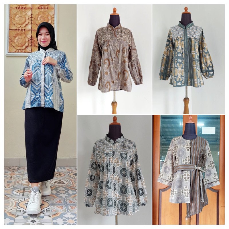 BAJU BATIK WANITA MODERN MONALISA GENES M,L,XL asli PEKALONGAN jumbo