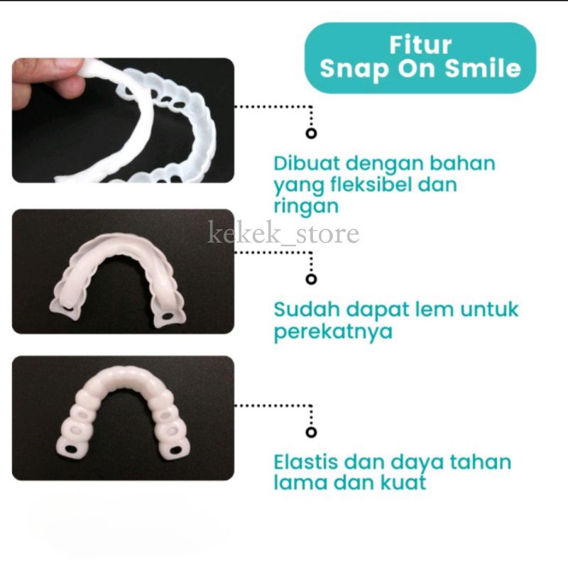 Snap On Smile Veneer Gigi Palsu Instan Original Solusi Ompong Kuning Rusak  Perapi ( Satu Set )