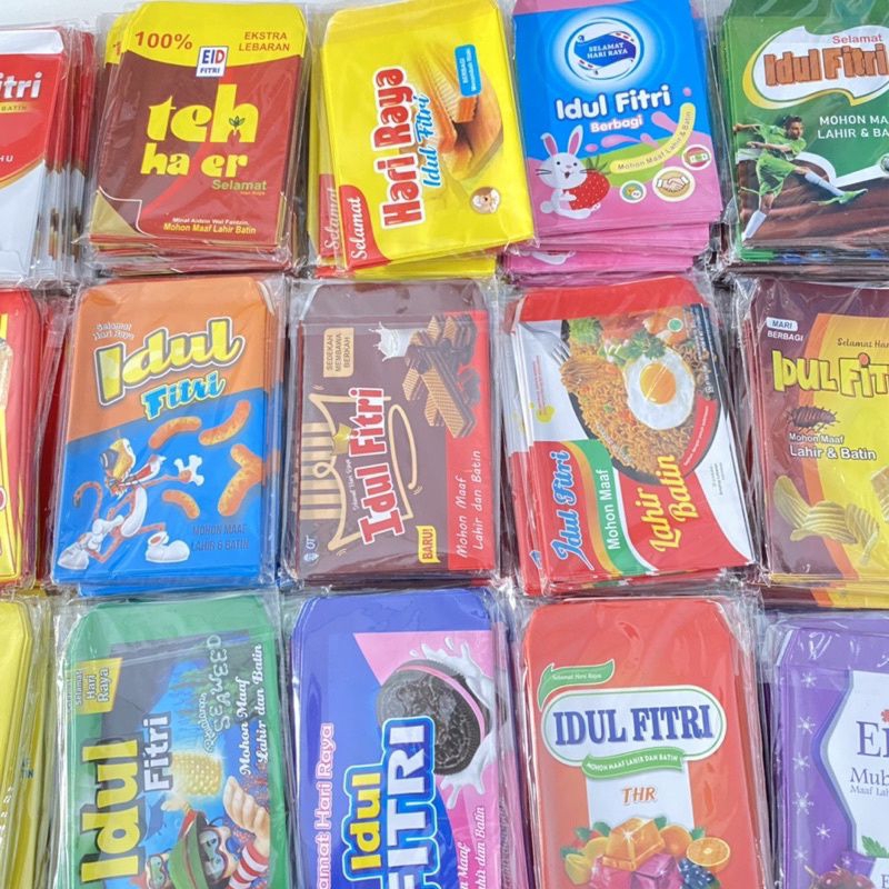 

[10Pcs Random] Amplop Lebaran Lucu Variasi Snack/ Angpao Uang Lebaran THR