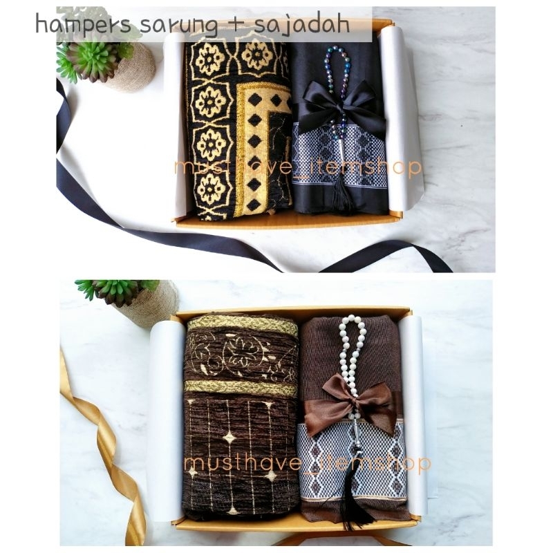 Hampers sajadah sarung kado ulang tahun sarung dan sajadah seserahan lebaran ramadhan untuk pria