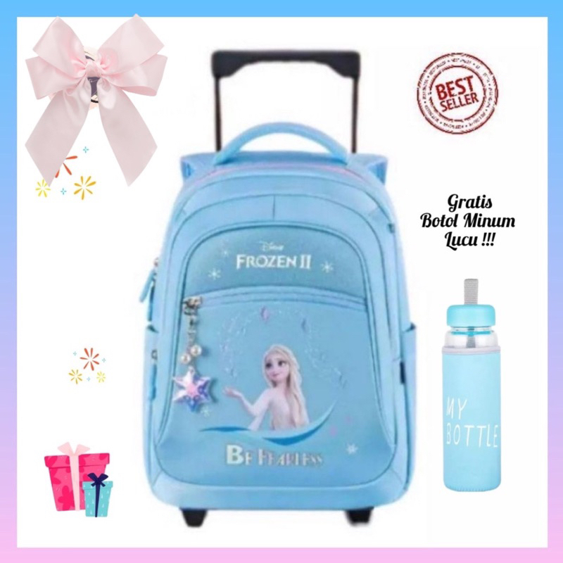 Tas Ransel Troli Anak Perempuan Motif Fr0zen Y1s Gratis Botol Minum Untuk Tk Dan Sd