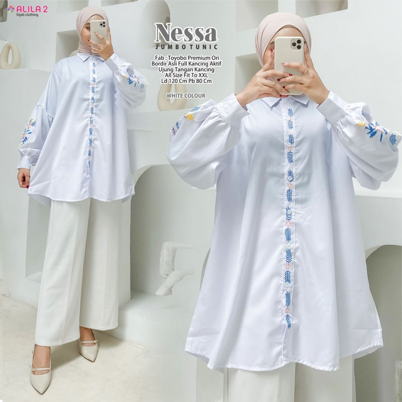 tunik putih bordir kekinian termurah terbaru atasan bordir tunik bordir busui kekinian outfit kondan