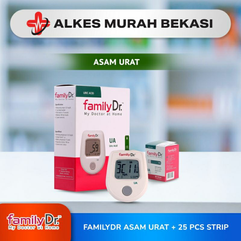 FAMILY DR Alat Cek Asam Urat + Strip / Alat saja / Strip Saja 25pcs