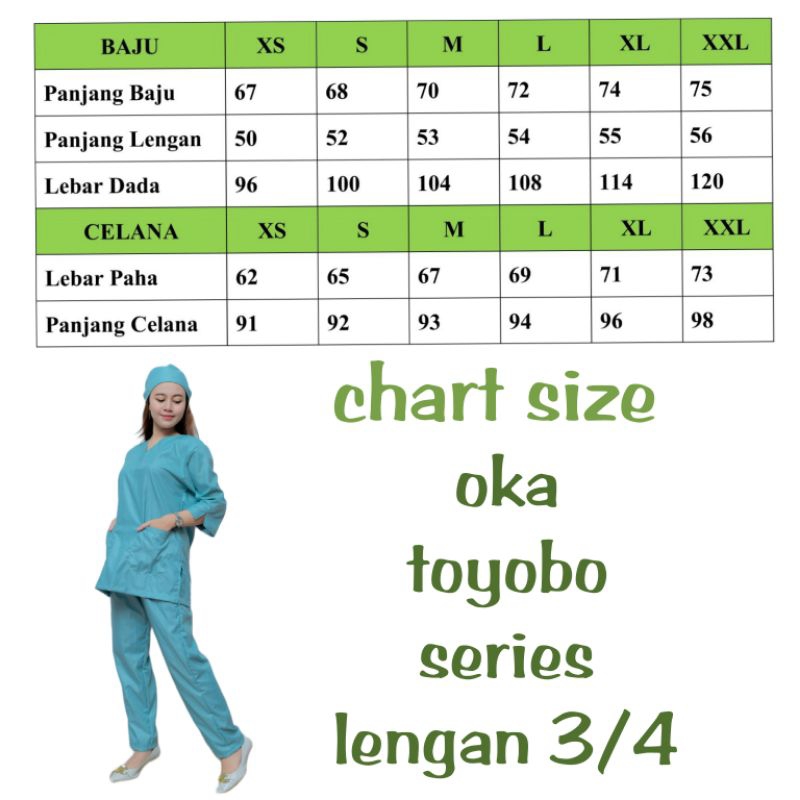 baju ok lengan 3/4 toyobo ok lengan panjang scrub dokter jaga dinas rumah sakit seragam perawat