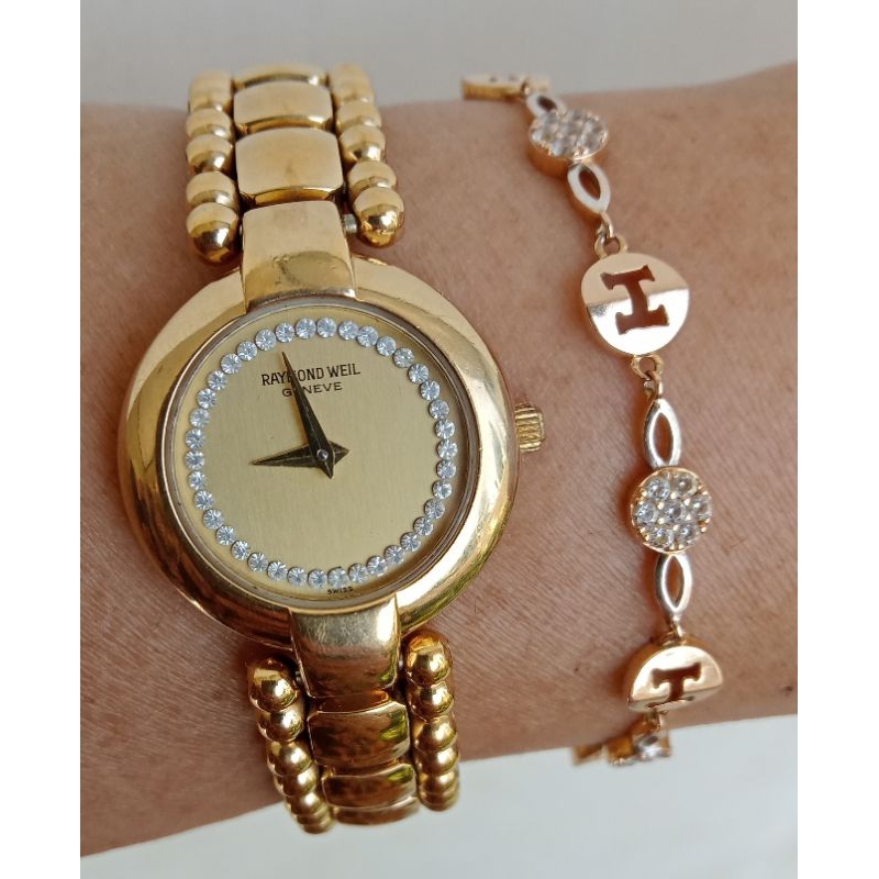 Jam Tangan Raymond Weil 18K Gold Plated with 36 Diamond Like New Second