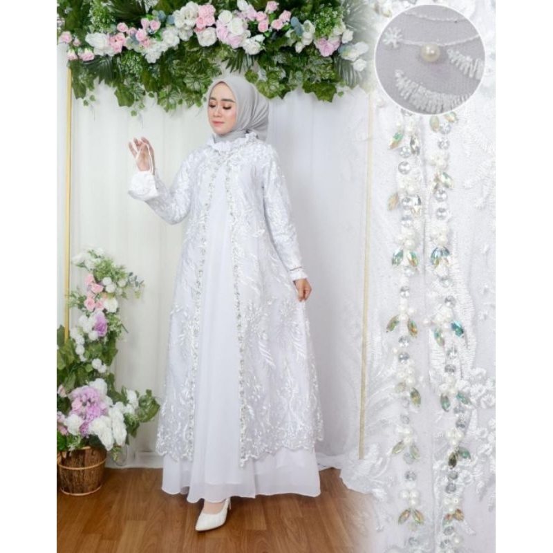 Kebaya modern gamis maryam brokat tulle / kebaya muslim /  kebaya wisuda / gamis syari / / kebaya wi