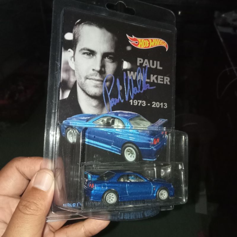 Custom Card Paul Walker Fast Furious Nissan Skyline Bnr34 R34 Rubber Tires Blue Mattel Hw Hot Wheels
