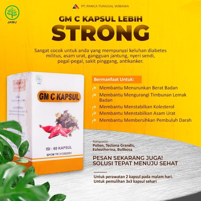 

GM C Kapsul Herbal | Kolesterol | Asam Urat | Nyeri Sendi