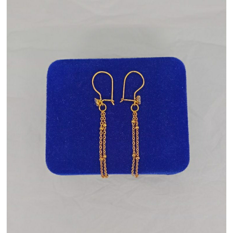 anting kait mp 1+rumbay jedar/perak asli silver 925 lapis emas/perhiasan fashion wanita terbaru