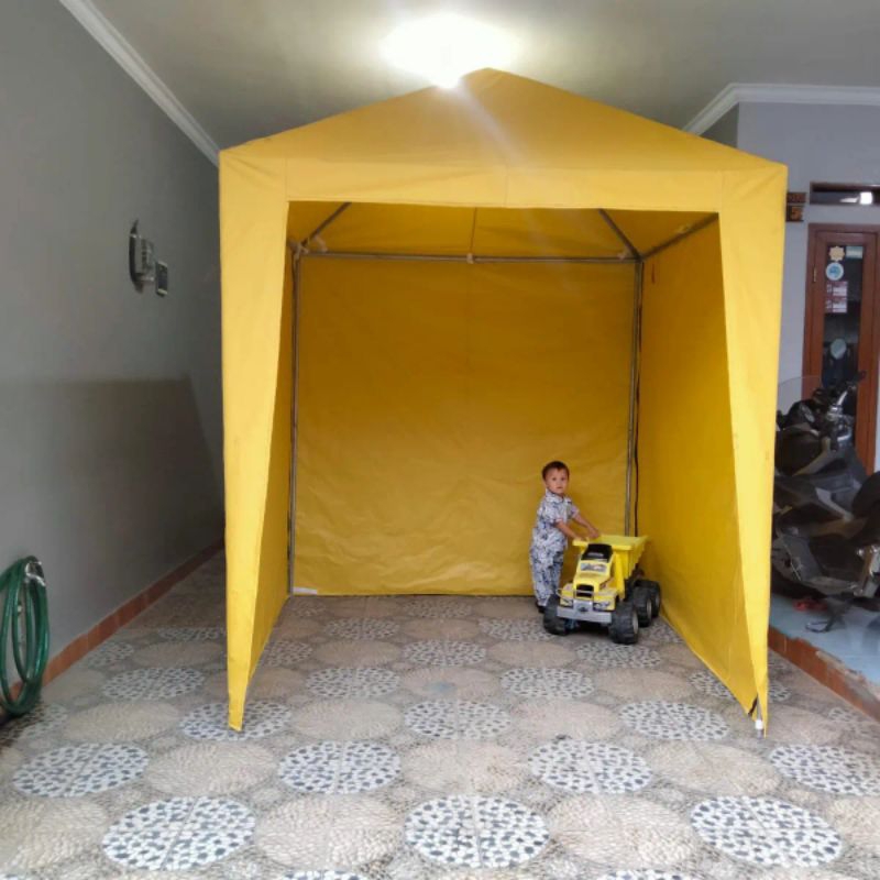 Tenda stand 2x2 bahan lion dan rangka besi putih anti karat