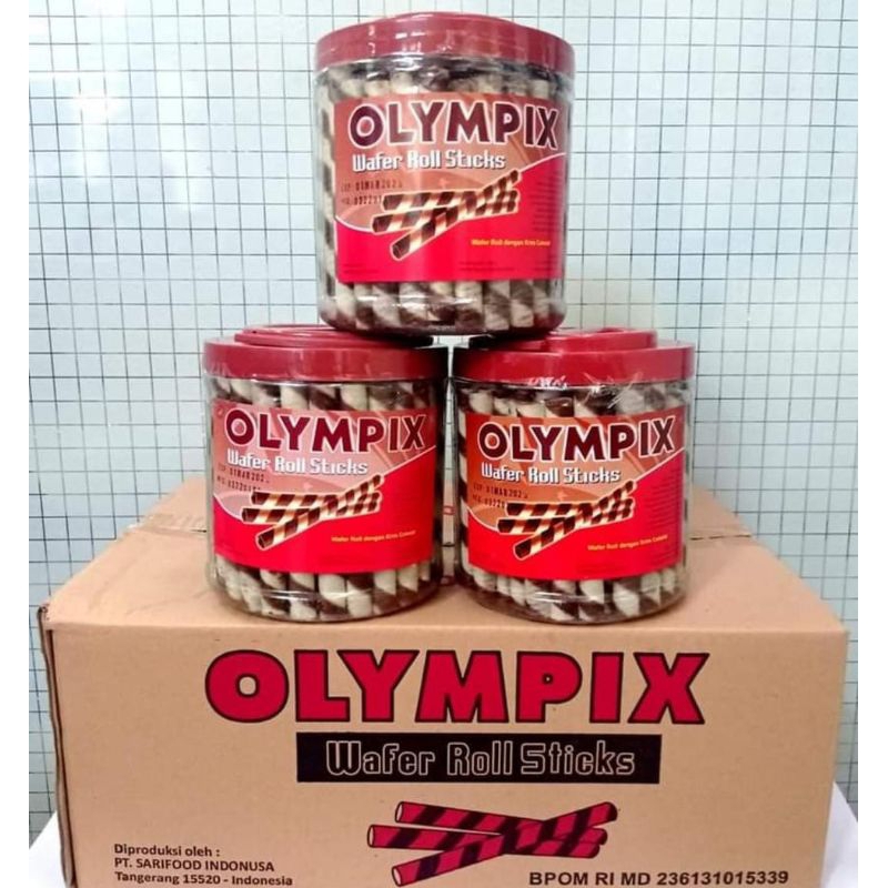 

Astor OLYMPIX 400gr Wafer Roll Sticks Krim Cokelat 1dus isi 6toples