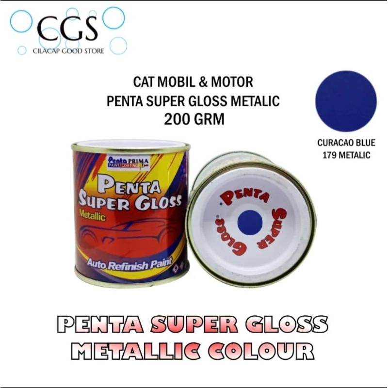 CAT PENTA SUPER GLOSS METALLIC CURACAO BLUE - BIRU METALIK - 200 GRAM - DUCO OTOMOTIF