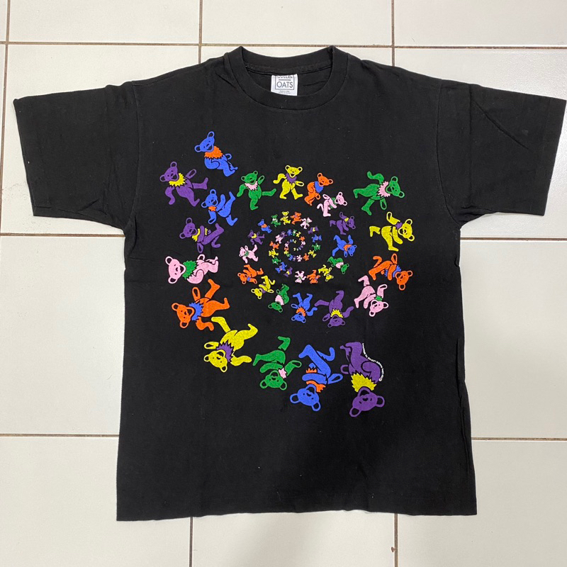 GRATEFUL DEAAD KAOS BAND VINTAGE BOOTLEG THAILAND BUILT UP TANPA JAHITAN SAMPING SAMPING AOP ALL OVE