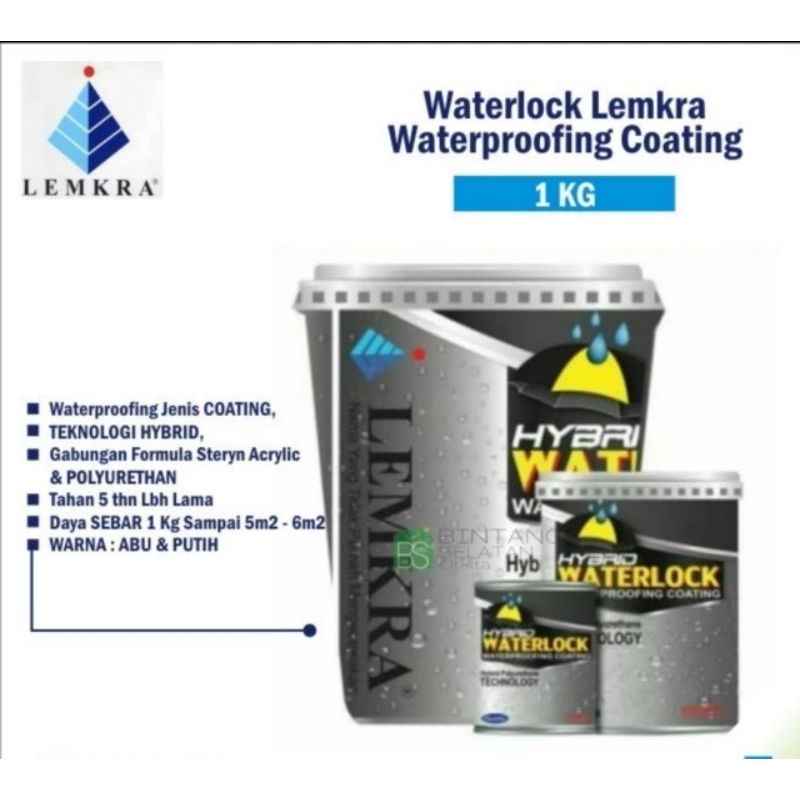 Lemkra Hybrid Waterlock/Cat Pelapis Anti Bocor Warna Putih @ 1 kg Medan Grab/Gojek