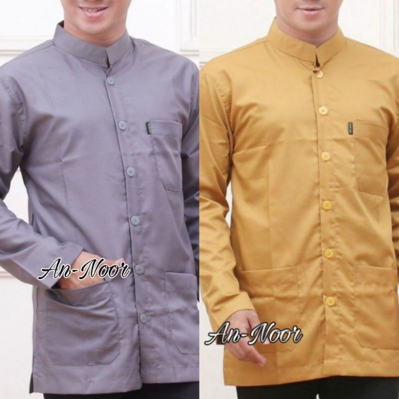 [Terlaris]Koko Haibah Baju Koko Kurta Polos Pria Dewasa Lengan Panjang Material Katun TOYOBO RM Size M L XL Varian Maroon