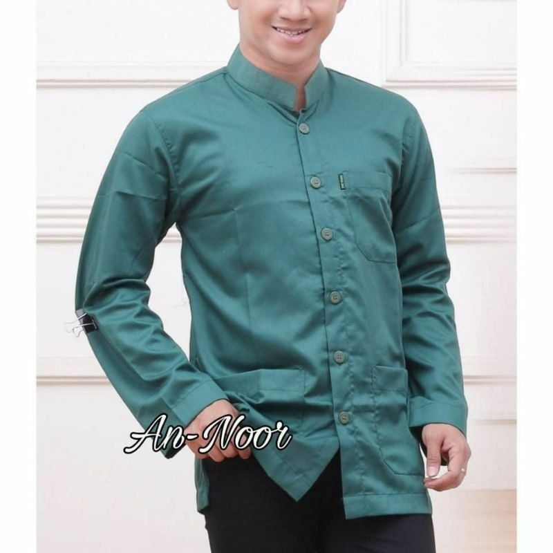 [Terlaris]Koko Haibah Baju Koko Kurta Polos Pria Dewasa Lengan Panjang Material Katun TOYOBO RM Size M L XL Varian Maroon