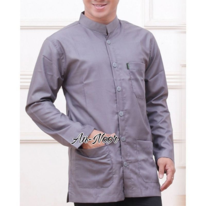 [Terlaris]Koko Haibah Baju Koko Kurta Polos Pria Dewasa Lengan Panjang Material Katun TOYOBO RM Size M L XL Varian Maroon