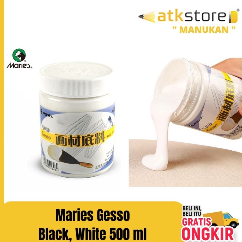 

Maries Gesso Black - White 500 ml || Cat Dasar Geso Primer Decoupage Putih / Hitam || Base paint 500 ml