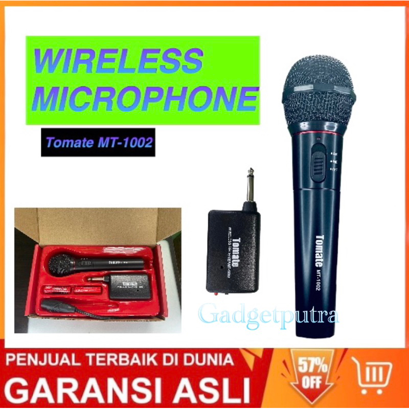 Microphone Wireless TOMATE MT-1002 - Mic Wireless dan Kabel - Microphone Wired &amp; Wireless - Mikrofon Bluetooth dan Kabel