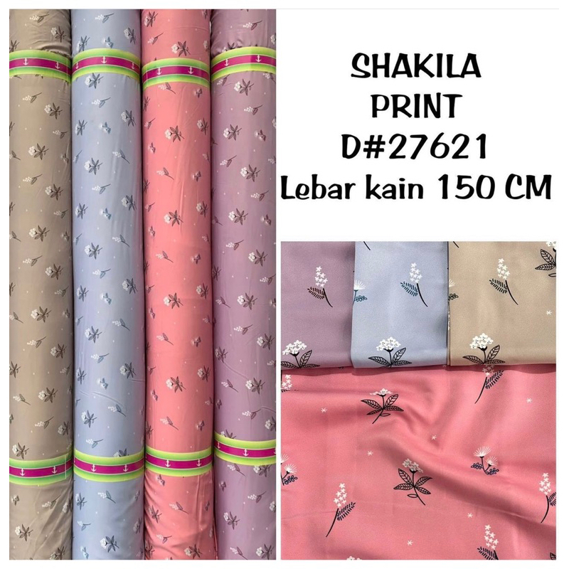 Kain Shakila motif bunga putri malu harga persetengah mtr 0,5m