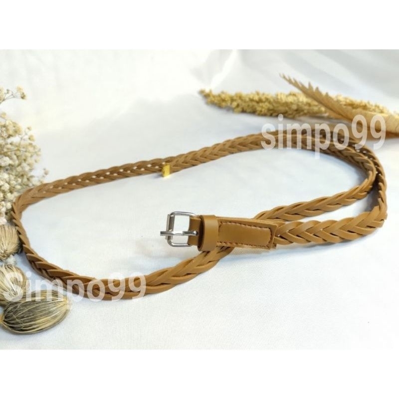 SMP99 - Ikat Pinggang Wanita Mutiara Kotak Full Melar / Ikat Pinggang Daun Coklat / Ikat Pinggang Kepang Mini / Flash sale / Gesper  / Sabuk / Ikat Pinggang Wanita / Gesper Wanita / Ikat Pinggang Remaja Korea / Ikat Pinggang Remaja Korea / Gesper Korea