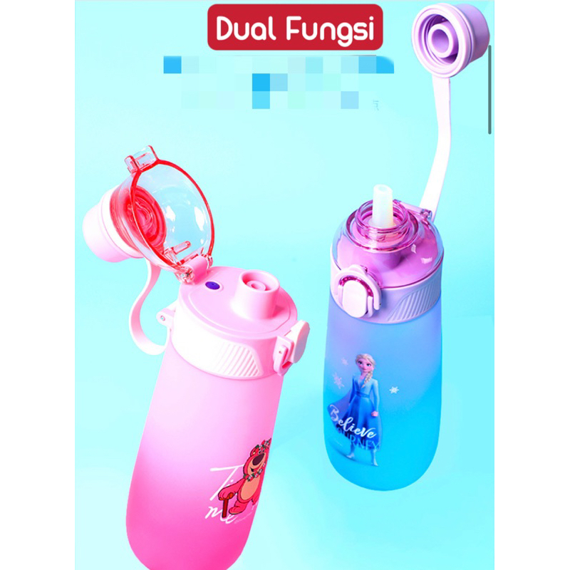 Botol Minum Anak Elsa Mickey Minnie Satu Tutup Dual fungsi Bahan Tritan BPA Free