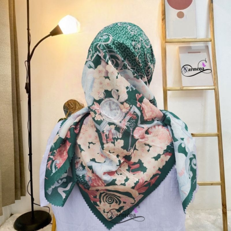 GARMENA Hijab Segi Empat Printing Motif Balqis Flower 110 x 110