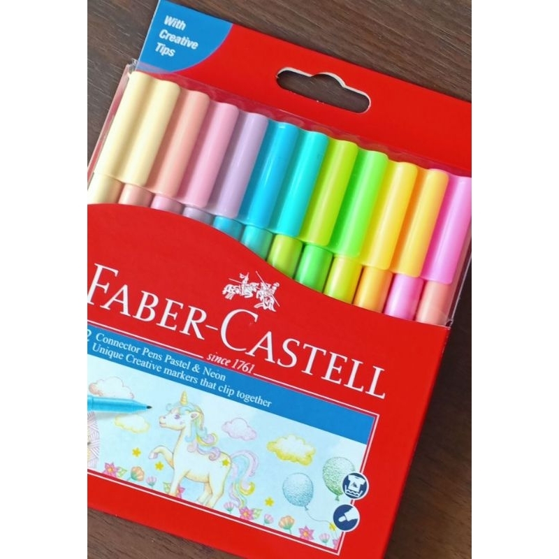 

Connector pen 12 warna neon & pastel Faber Castell